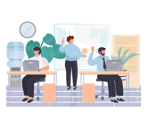 Business Team Working in office  Illustration