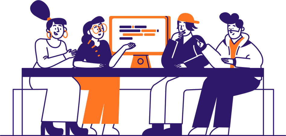 Business Team working in office Illustration