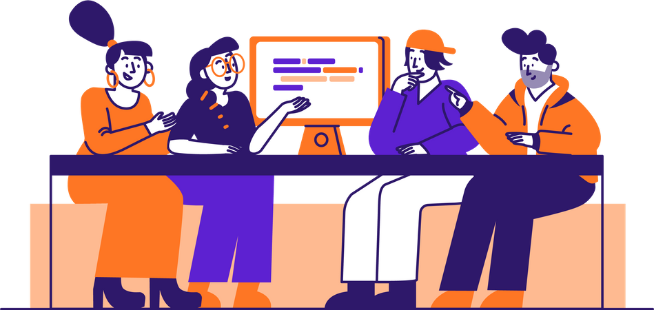 Business Team working in office Illustration
