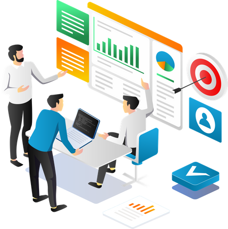 Business team working in office Illustration