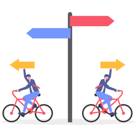 Business team working in opposite direction  Illustration