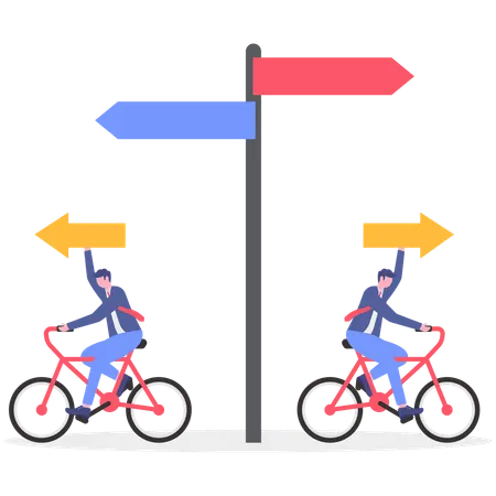 Business team working in opposite direction  Illustration