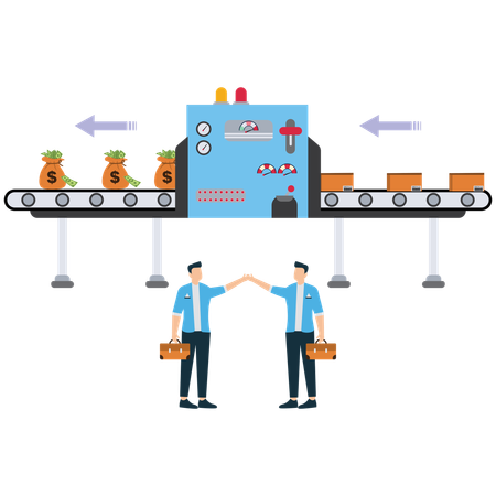 Business team working in Production line  Illustration