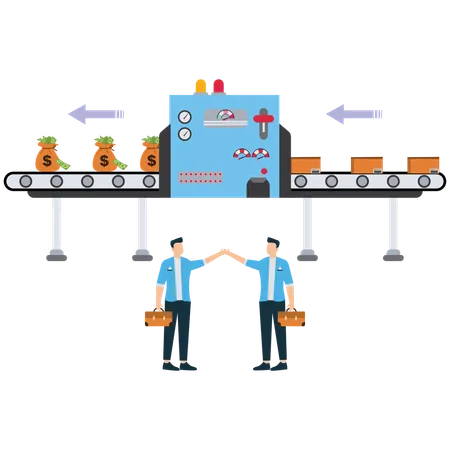 Business team working in Production line  Illustration