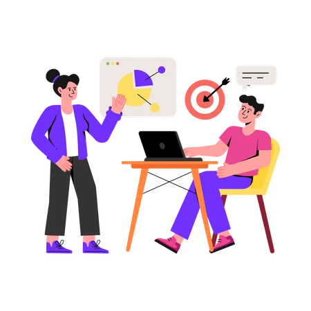 Business Team Working In Sync  Illustration
