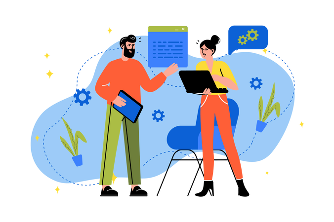 Business team working in sync  Illustration