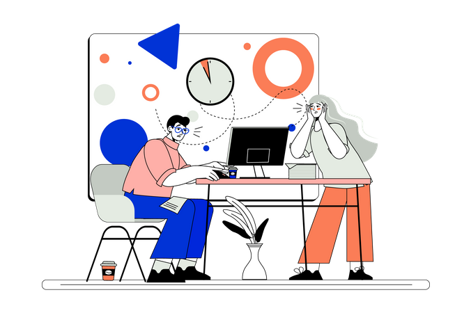 Business team working in sync  Illustration