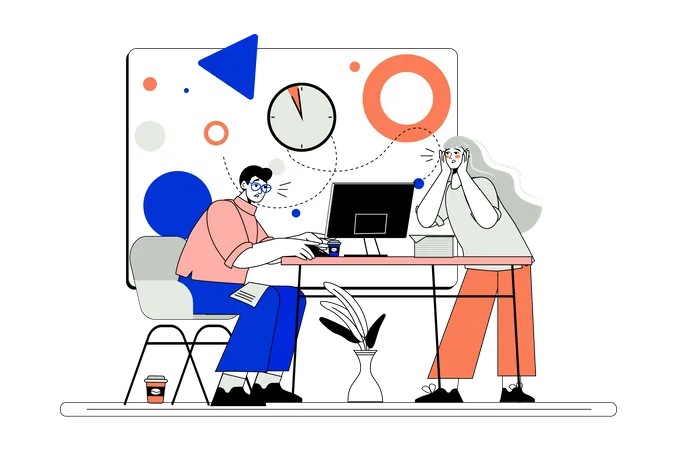 Business team working in sync  Illustration