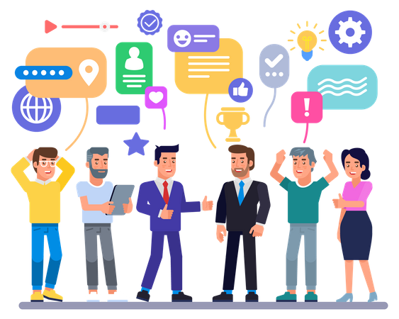 Business team working in sync with each other  Illustration
