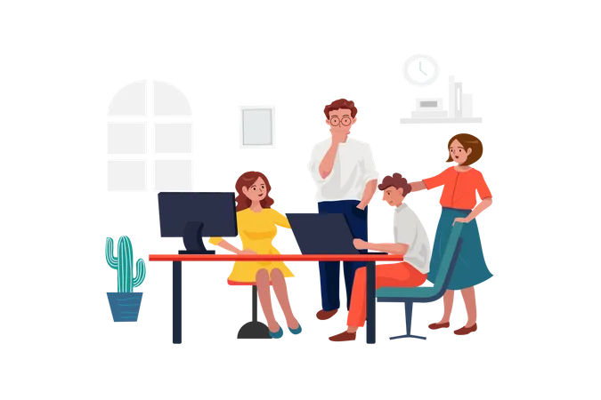 Business team working in the office  Illustration