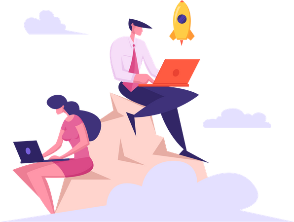 Business team working on an startup  Illustration