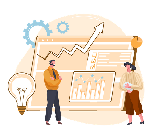 Business team working on analytics  Illustration