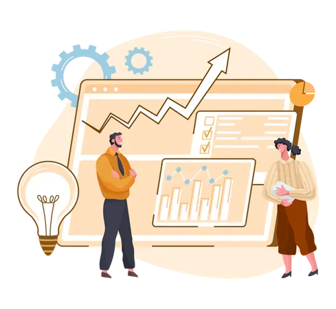 Business team working on analytics  Illustration