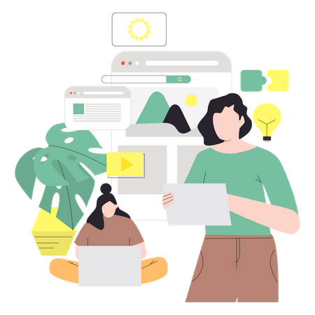 Business team working on App Ui  Illustration