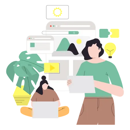 Business team working on App Ui  Illustration