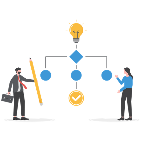 Business Team working on Automation Process  Illustration