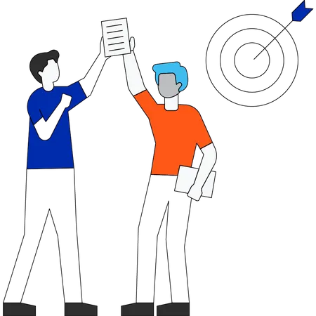 The Boys Are Holding The Document In The Air Illustration