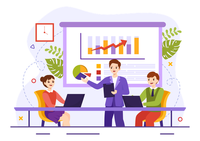 Business team working on business analytic  Illustration