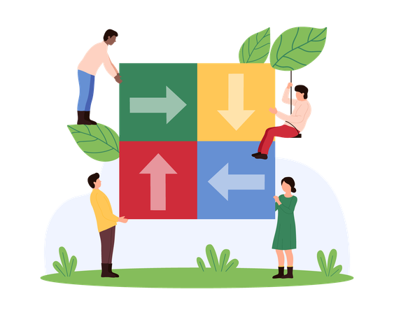 Business team working on business challenge  Illustration