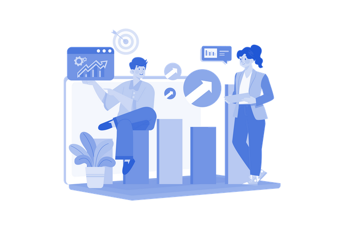 Business Team Working On Business Growth  Illustration
