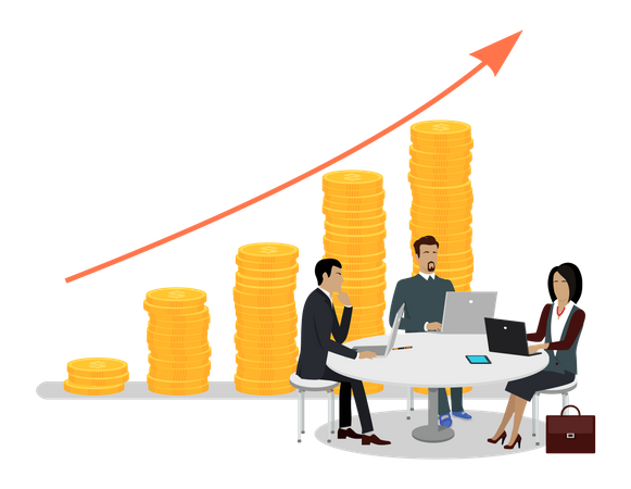 Business team working on business growth  Illustration