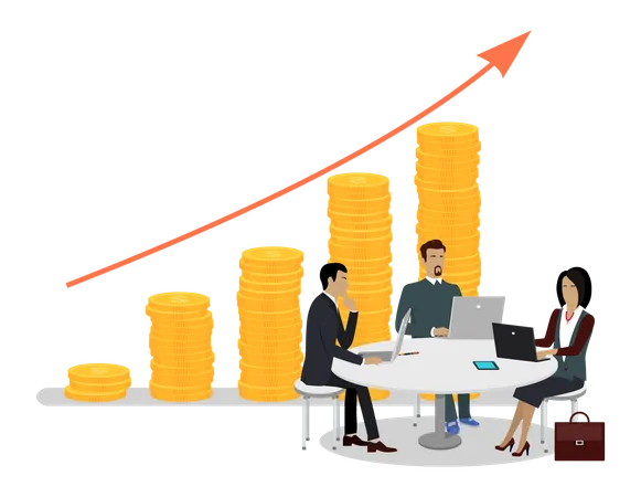 Business team working on business growth  Illustration