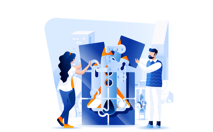 Business Team working on business Startup  Illustration