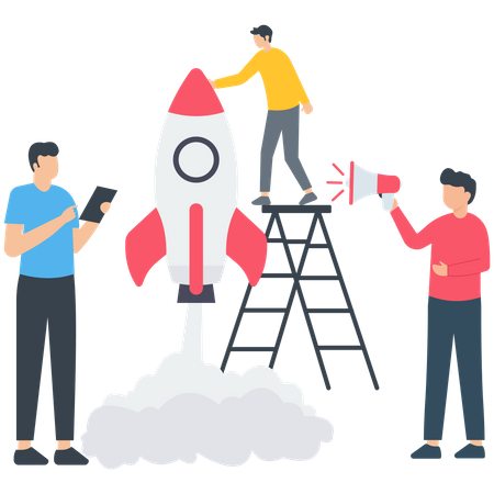 Business team working on Business Startup  Illustration