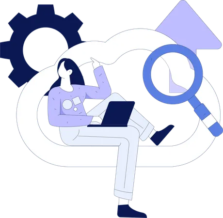 Business team working on cloud services  Illustration