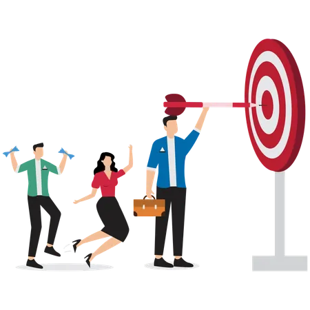 Business team working on Company target achievement  Illustration