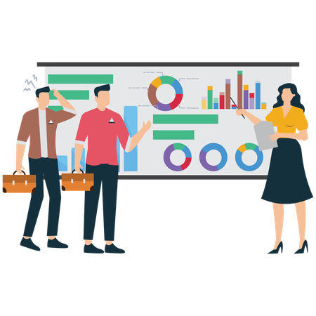 Business team working on Corporate Business Strategy Discussion  Illustration