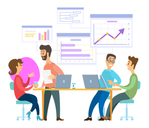 Business team working on data analysis  Illustration