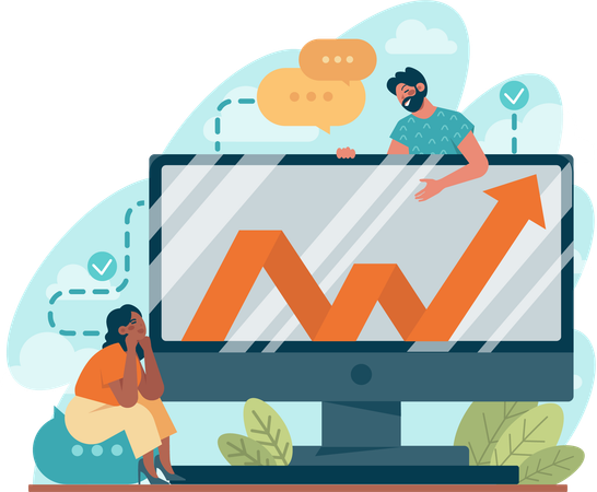 Business team working on data analysis  Illustration