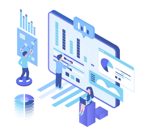 Business team working on data analysis  Illustration