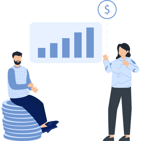 Business team working on economic growth  Illustration