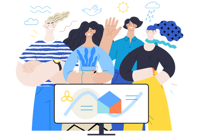Business team working on email marketing  Illustration
