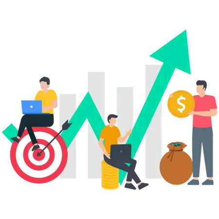 Business team working on financial growth  Illustration