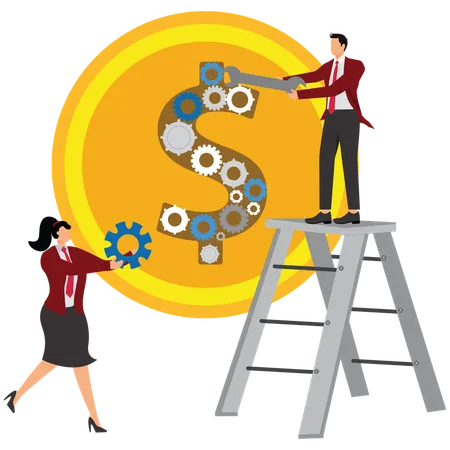 Business team working on financial plan  Illustration