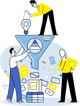 Business team working on Financial Sorting  Illustration