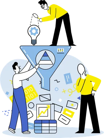 Business team working on Financial Sorting  Illustration