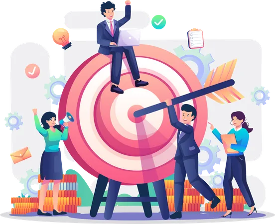 Business team working on goal achievement  Illustration