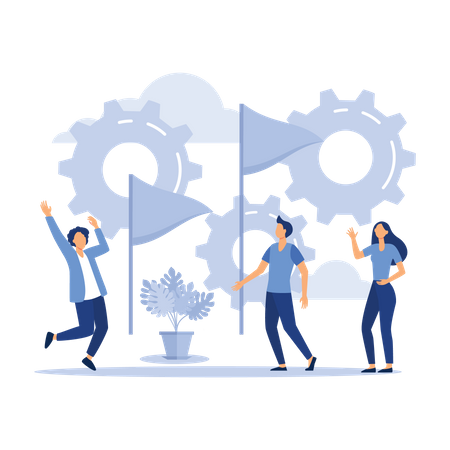 Business team working on goal  Illustration