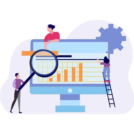 Business Team Working On Business Graph  Illustration