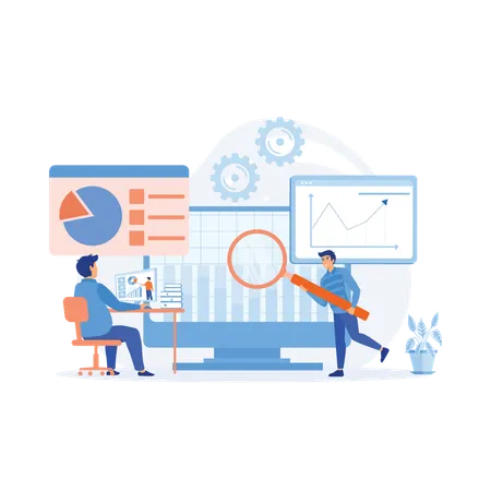 Business team working on growth graph  Illustration