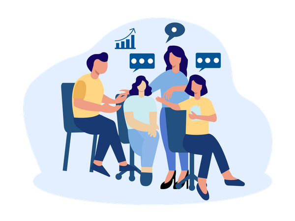 Business team working on business growth  Illustration