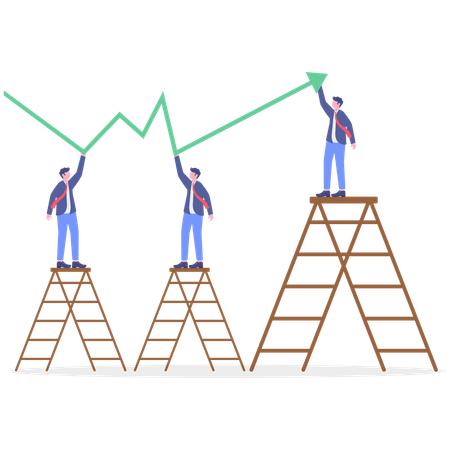 Business team working on growth strategy  Illustration
