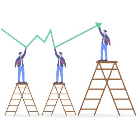 Business team working on growth strategy  Illustration