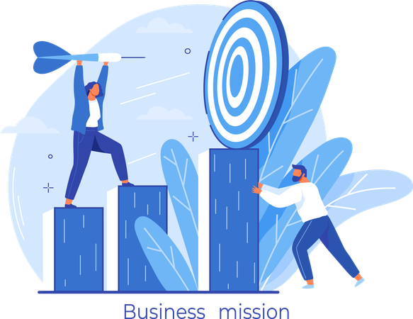 Business team working on business growth with target  Illustration