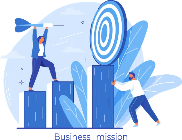 Business team working on business growth with target  Illustration