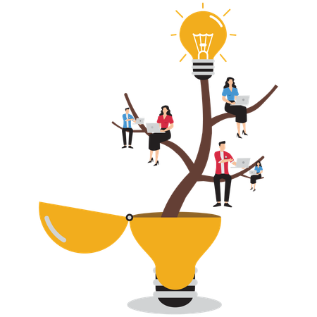 Business team working on business idea  Illustration